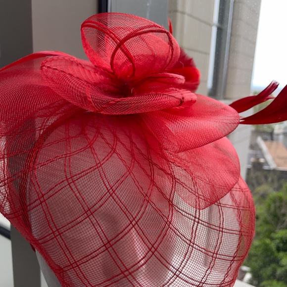 Sheer Red Feather Fascinator main image 4